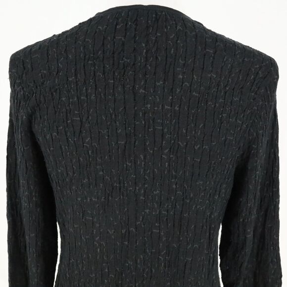 Eileen Fisher Sweater Womens Medium Black Silk Blend Long Cardigan Open Front - Picture 12 of 14